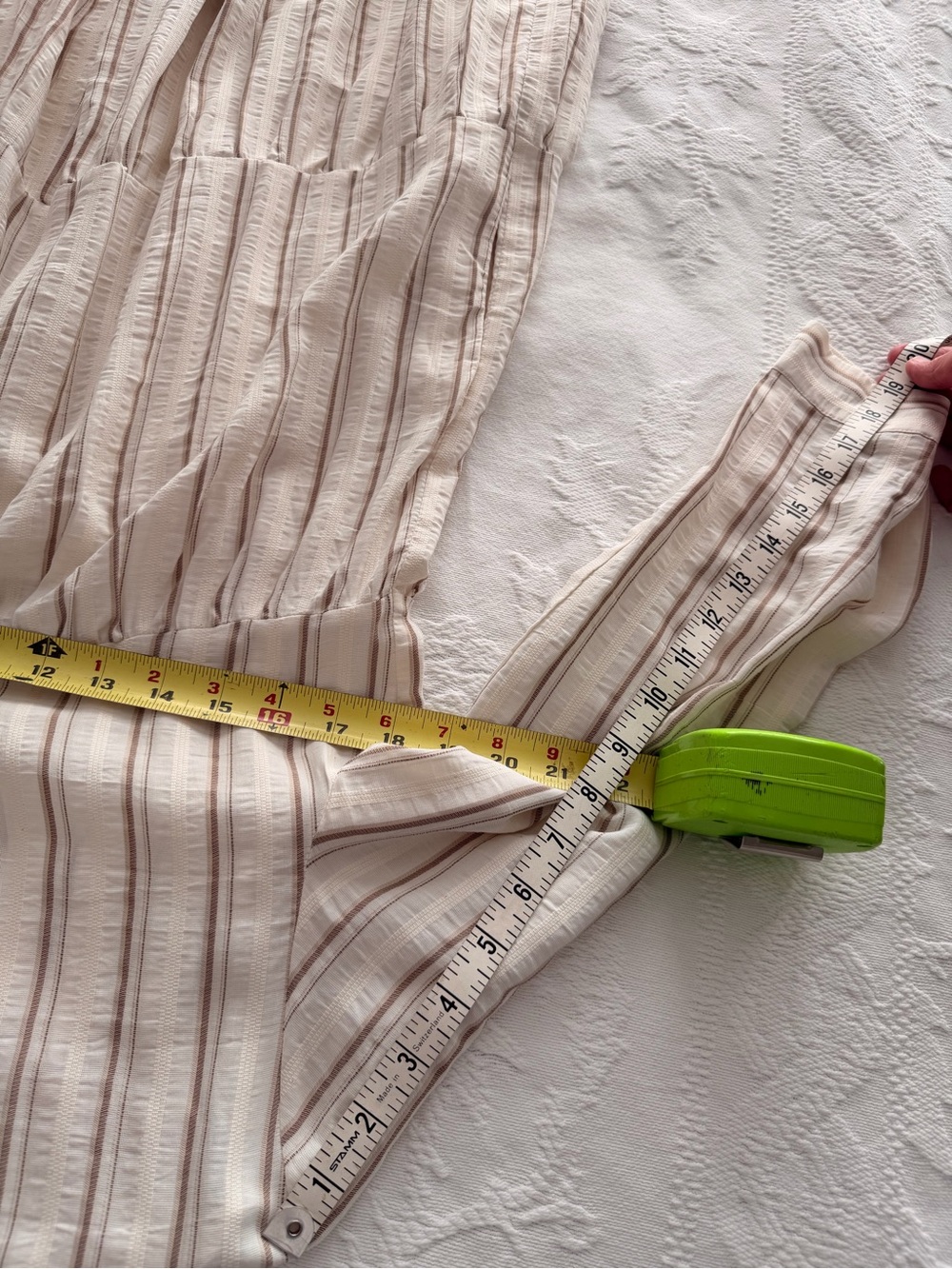 Zara Maxi Dress XS Beige Stripe Cotton Viscose Summer Resort Dress Long Sleeved - Picture 9 of 11